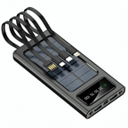 J-Cell model J-118 solar power bank with built-in charging cables.